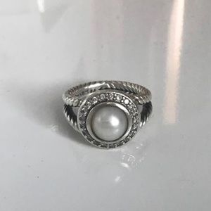 David Yurman Pearl Ring with Silver Diamonds